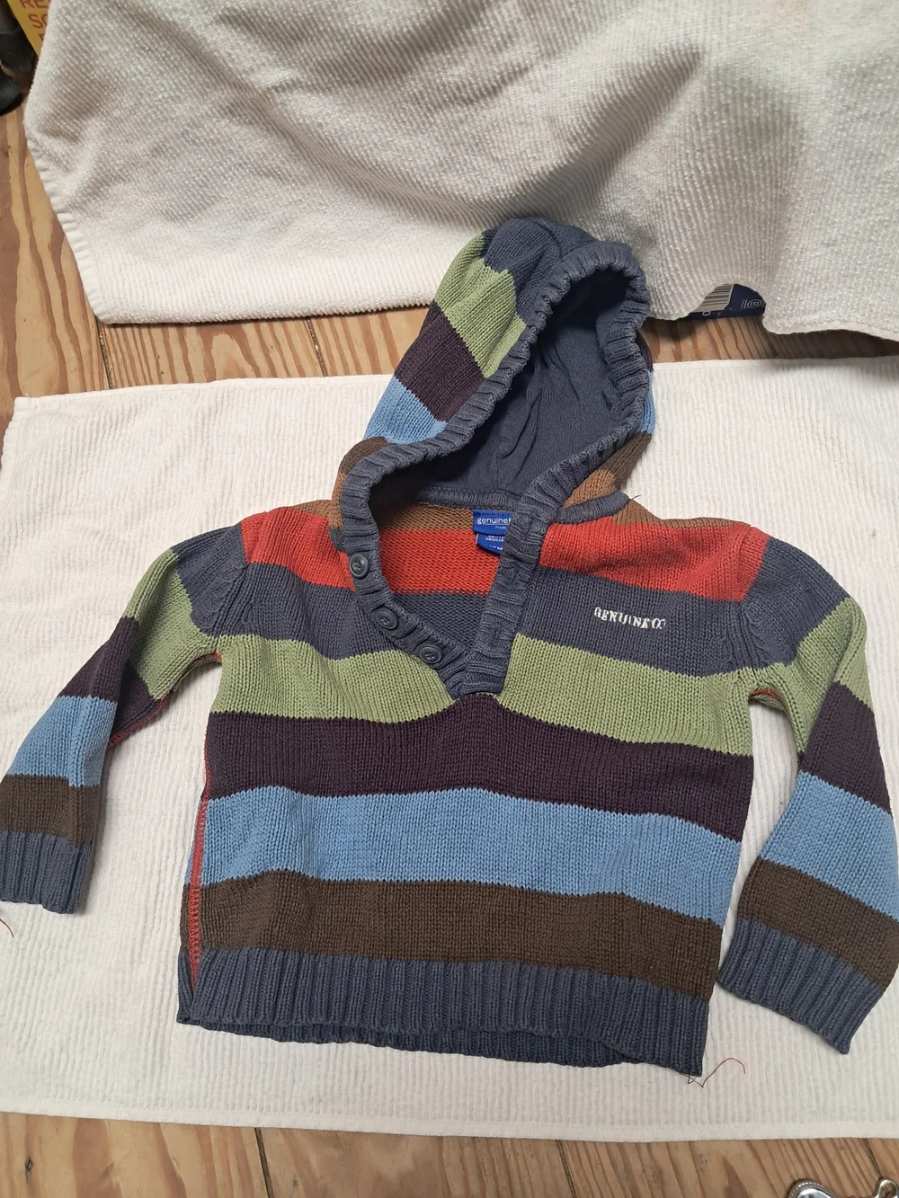 OshKosh B'gosh Hooded Knit Sweater in Blue, Green, Brown, Red